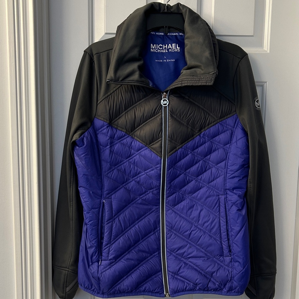 Michael Kors Quilted Gray and purple Puffer Jacket
